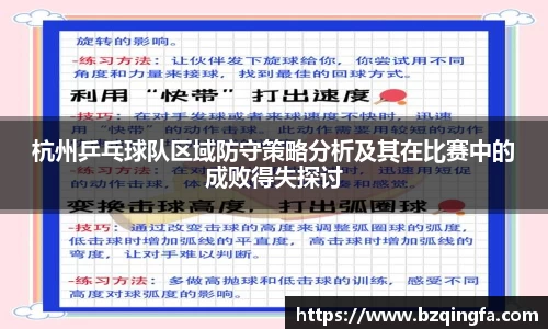 杭州乒乓球队区域防守策略分析及其在比赛中的成败得失探讨